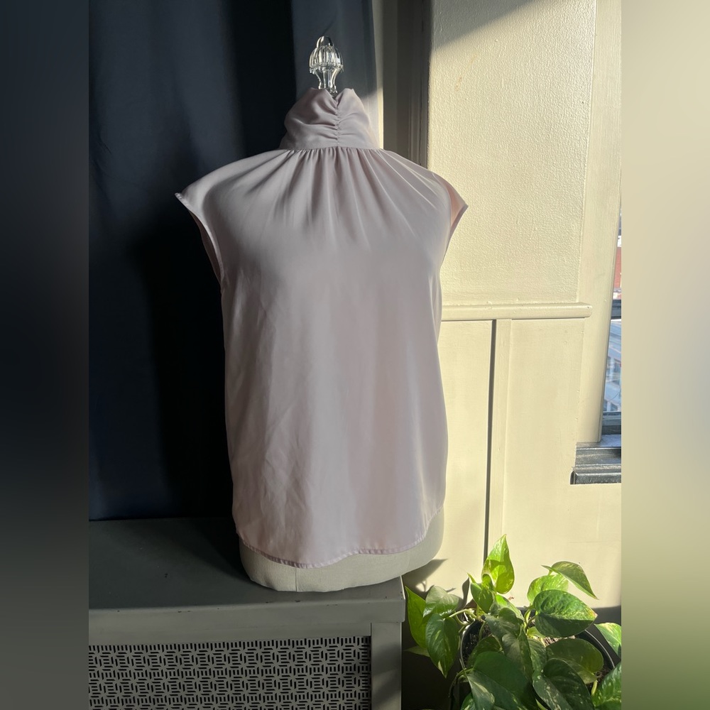 Who What Wear Blush High-Neck Cap-Sleeve Blouse